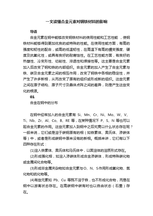 一文读懂合金元素对钢铁材料的影响