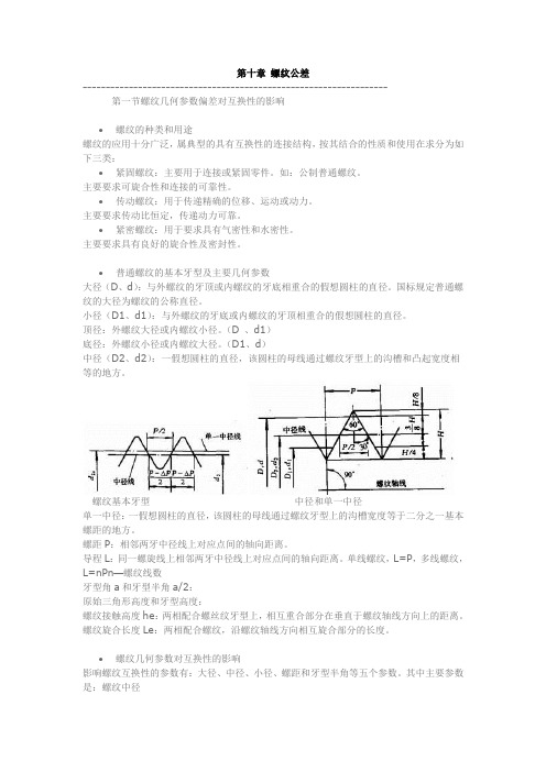 螺纹公差常识