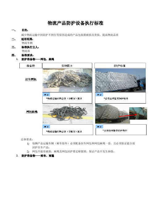 物流产品防护设备执行标准,物流过程的车辆货品保护办法