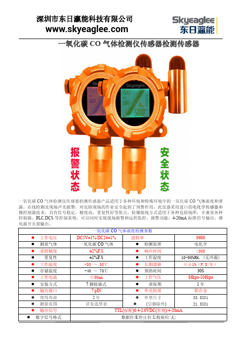 一氧化碳CO气体检测仪传感器检测传感器