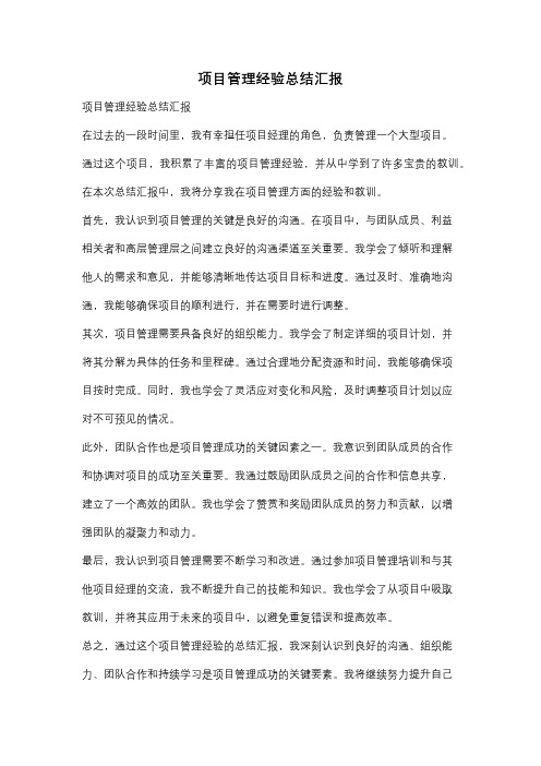 项目管理经验总结汇报