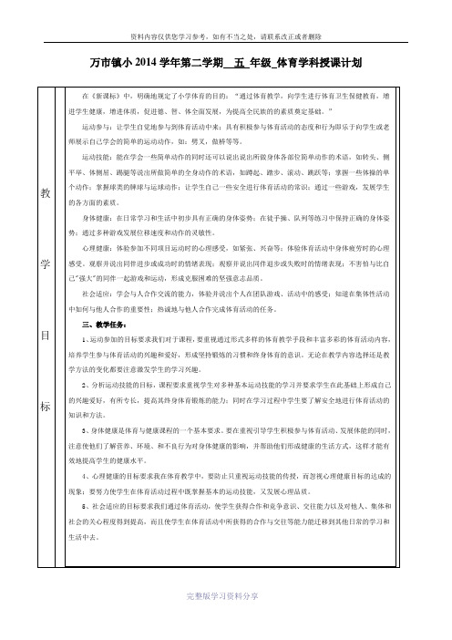 2015年五年级下册体育教案.doc