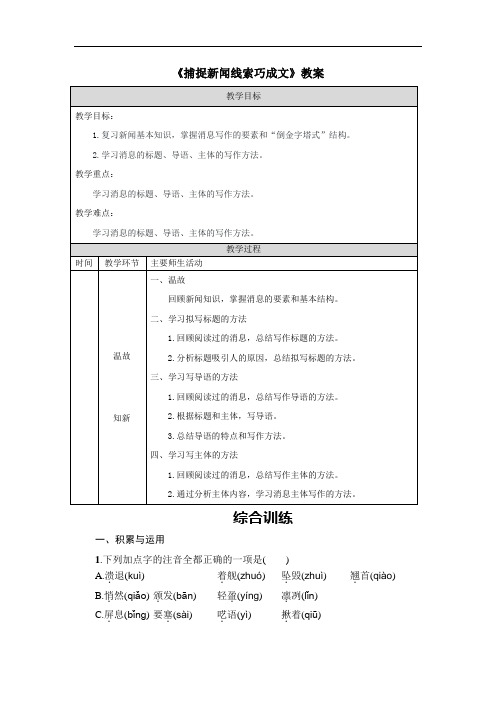 《捕捉新闻线索巧成文》教案