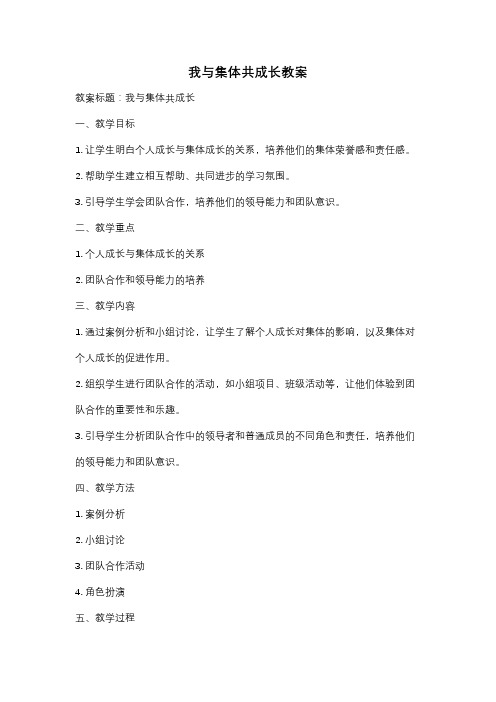 我与集体共成长教案