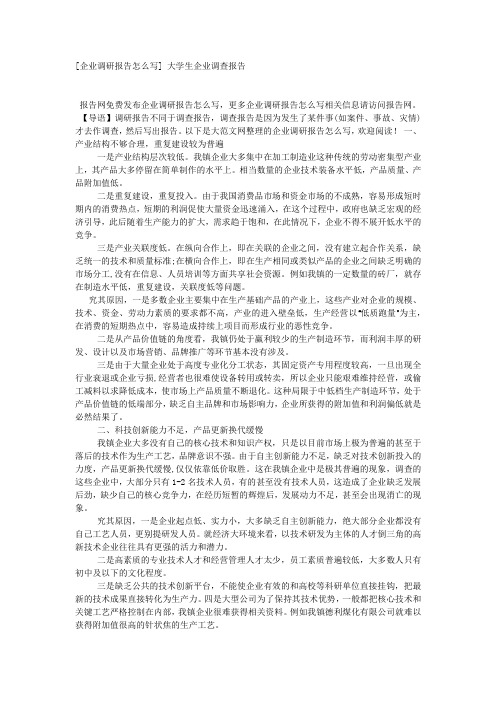 [企业调研报告怎么写] 大学生企业调查报告.docx