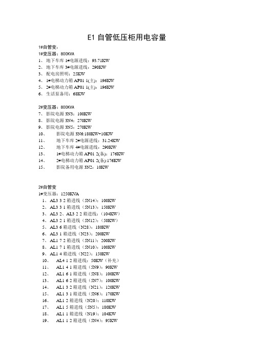 E1自管低压柜用电详表