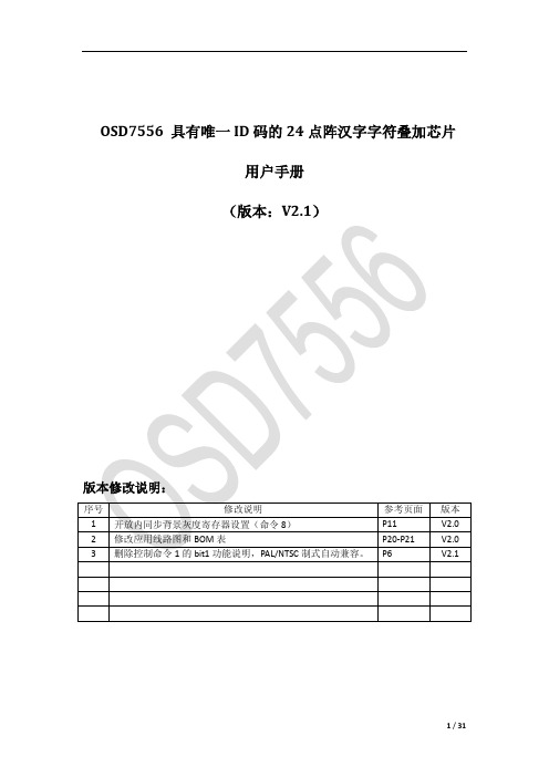 OSD7556 字符叠加芯片用户手册(V2.1)