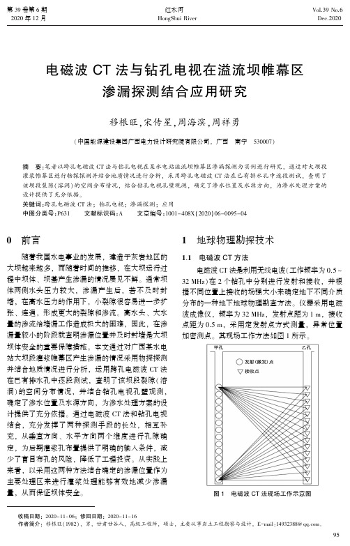 电磁波CT法与钻孔电视在溢流坝帷幕区渗漏探测结合应用研究