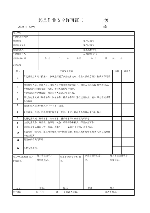 (完整版)安全作业许可证