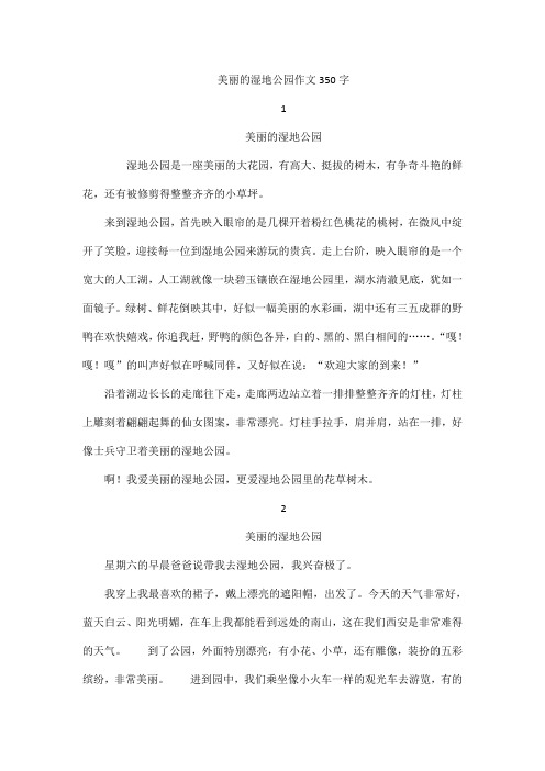 美丽的湿地公园作文350字