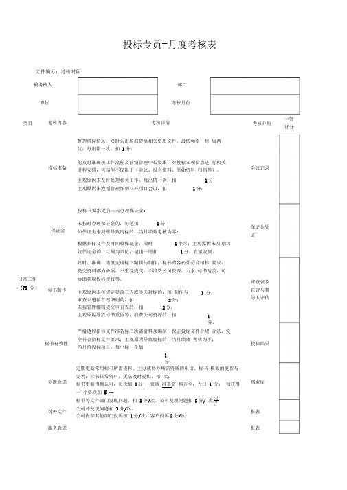 投标专员度绩效考核表