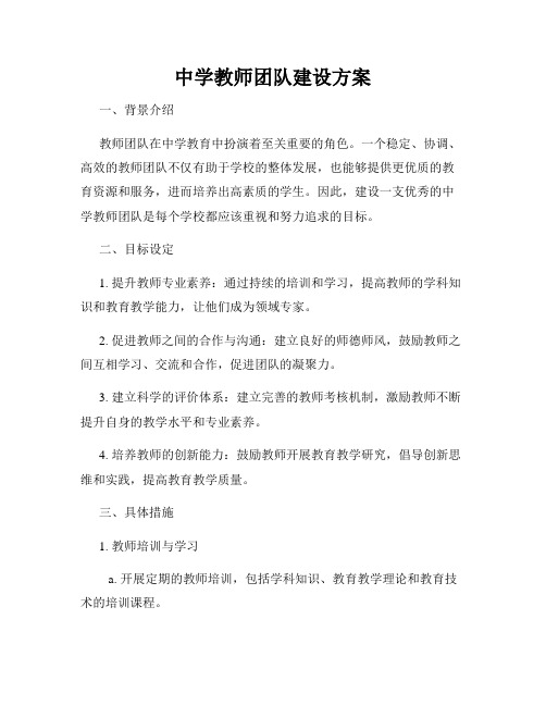 中学教师团队建设方案