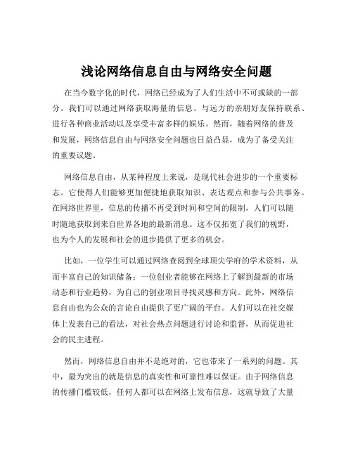 浅论网络信息自由与网络安全问题