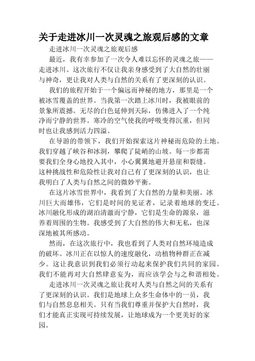 关于走进冰川一次灵魂之旅观后感的文章