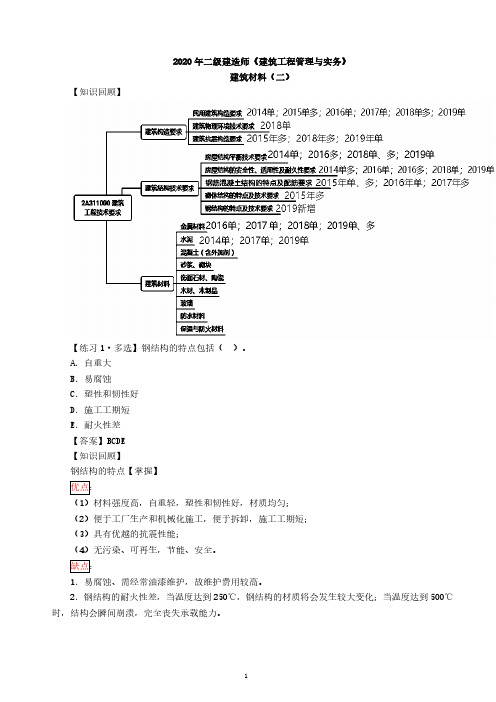 2020年二建《建筑与实务》章节考点-10-建筑材料2(二)