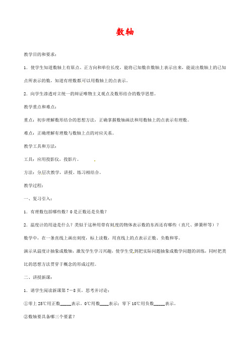新人教版七年级数学上册1.2.2数轴优质教案1