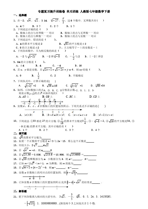 人教版初1数学7年级下册 第6章(实数)专题复习提升训练试卷(含答案)