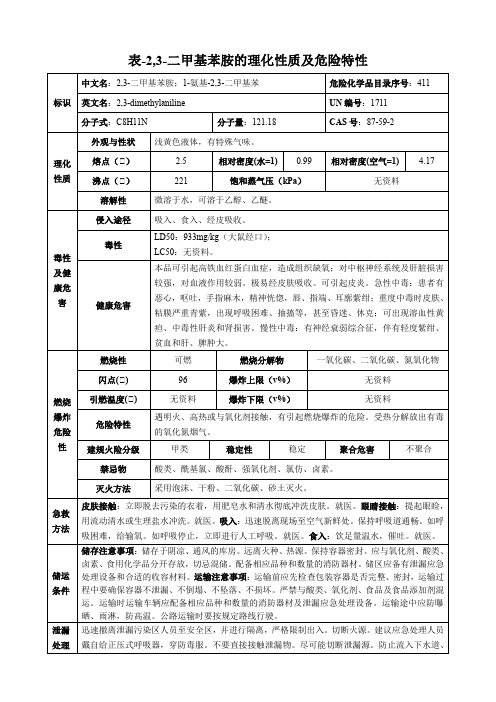 2,3-二甲基苯胺-理化性质及危险特性表