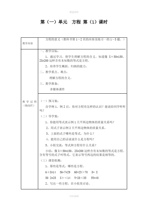 苏教版小学数学五年级下册导学案全册