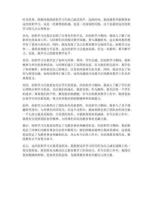 教师挂职学习心得体会