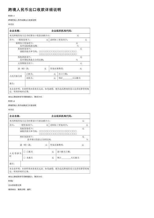 跨境人民币出口收款详细说明