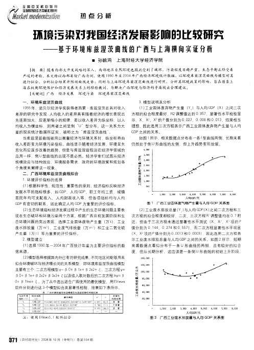 环境污染对我国经济发展影响的比较研究——基于环境库兹涅茨曲线的广西与上海横向实证分析