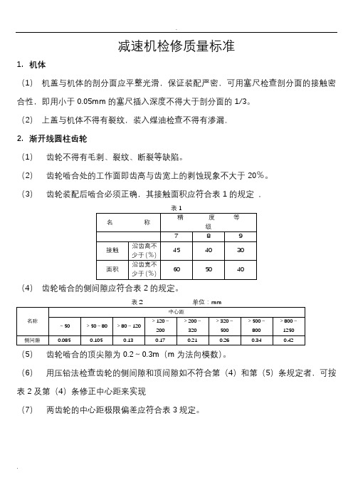 减速机检修质量标准