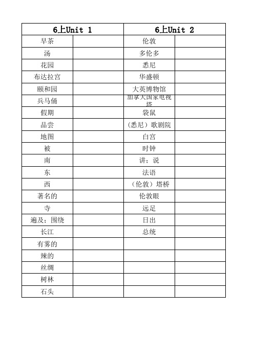 人教版六年级上册英语单词