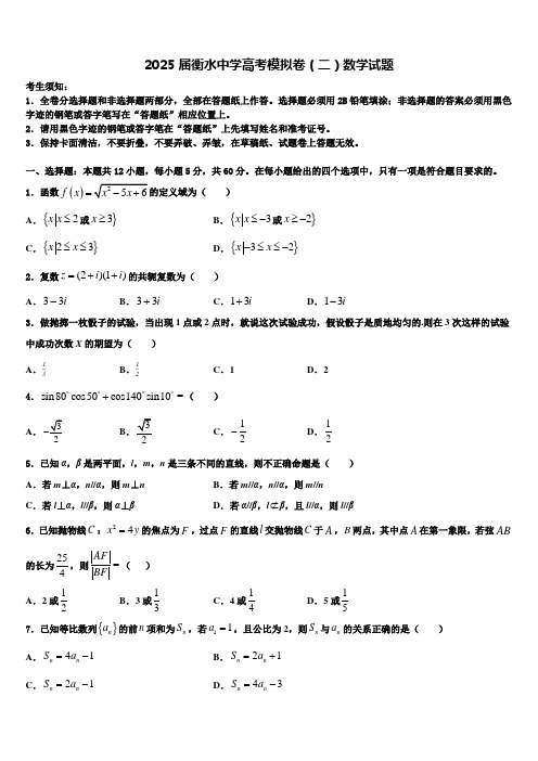 2025届衡水中学高考模拟卷(二)数学试题