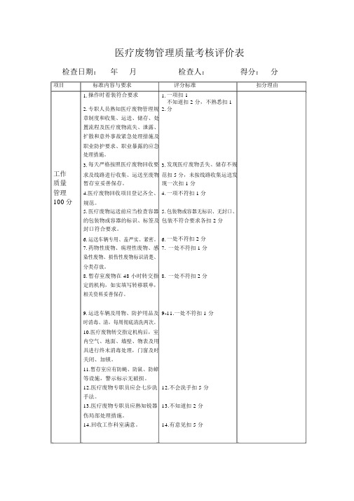 医疗废物考核标准