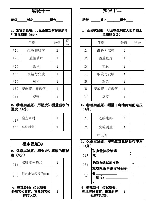 新2013实验模拟考试试卷