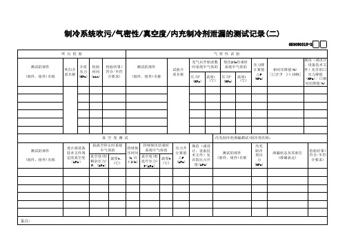 【工程常用表格】制冷系统吹污—气密性—真空度—内充制冷剂泄漏的测试记录(2)