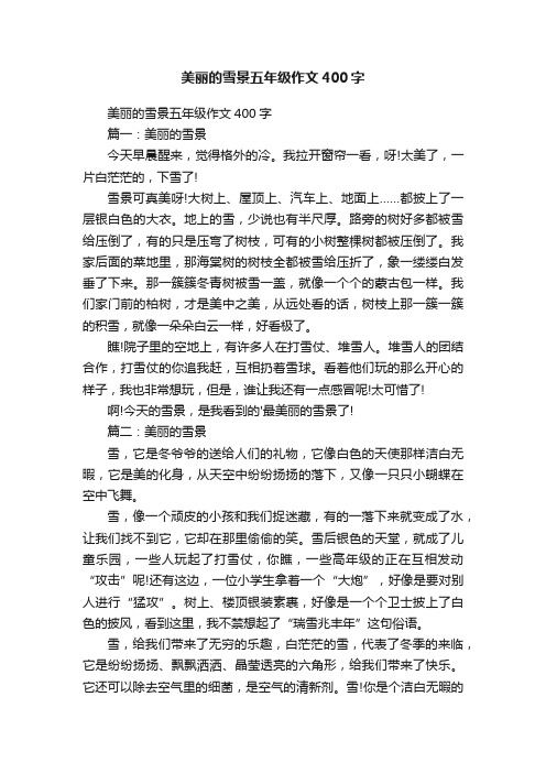 美丽的雪景五年级作文400字