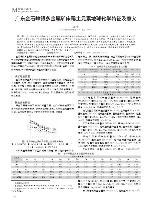 广东金石嶂银多金属矿床稀土元素地球化学特征及意义