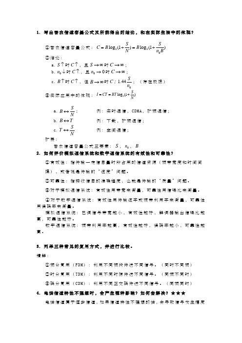 通信原理简答题目汇总