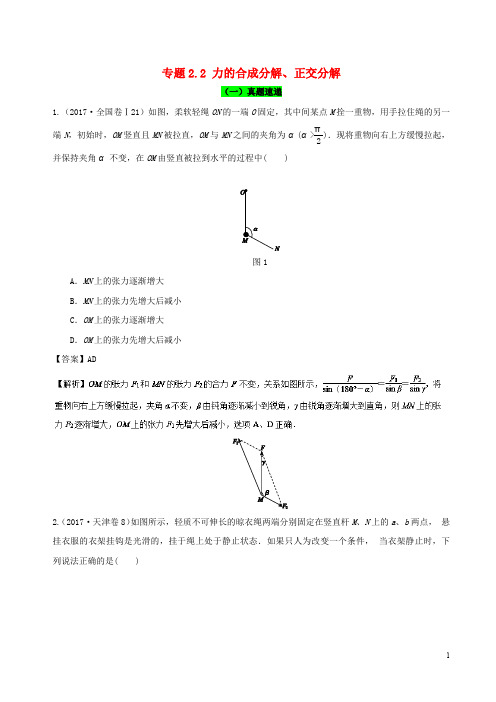 高考物理一轮复习 专题2.2 力的合成分解、正交分解精讲深剖