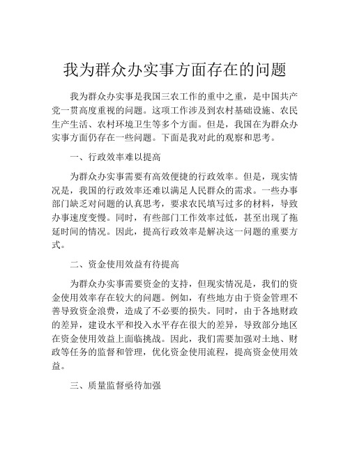 我为群众办实事方面存在的问题