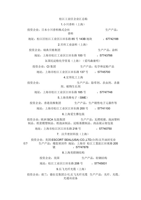 上海松江工业区企业.