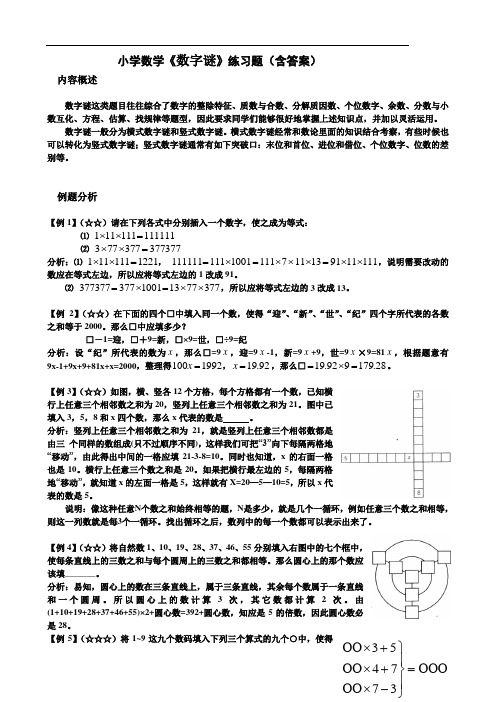 小学数学《数字谜》练习题(含答案)