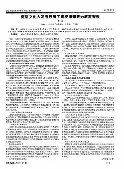 促进文化大发展形势下高校思想政治教育探索