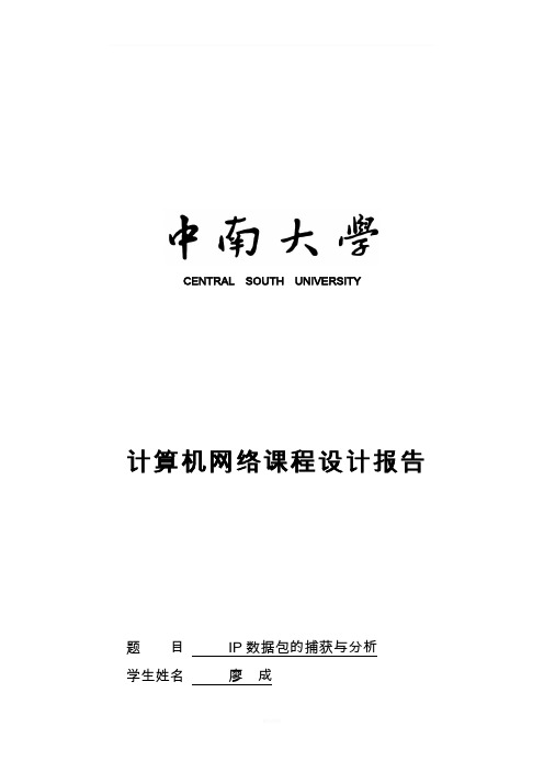 计算机网络课程设计报告-IP数据包的捕获与分析