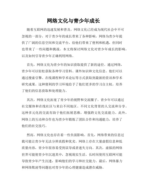 网络文化与青少年成长