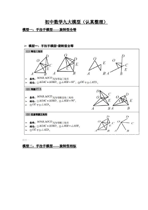 初中数学九大模型(认真整理)