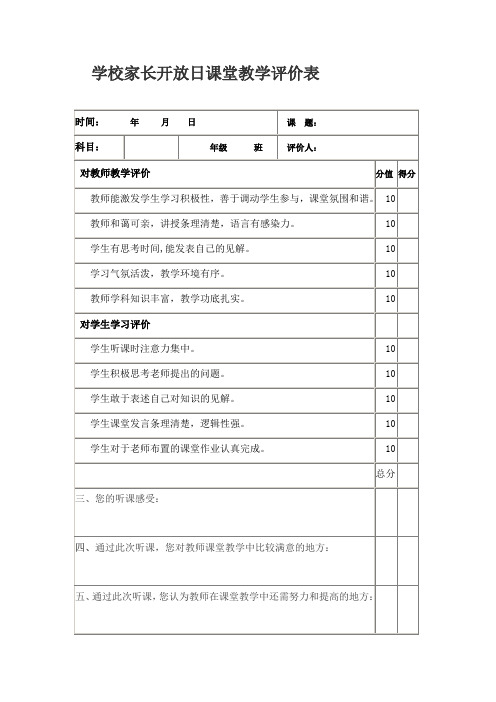 【经典文档】家长对教师课堂教学评价表 (3)