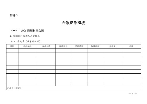 VOCs台账计录模板