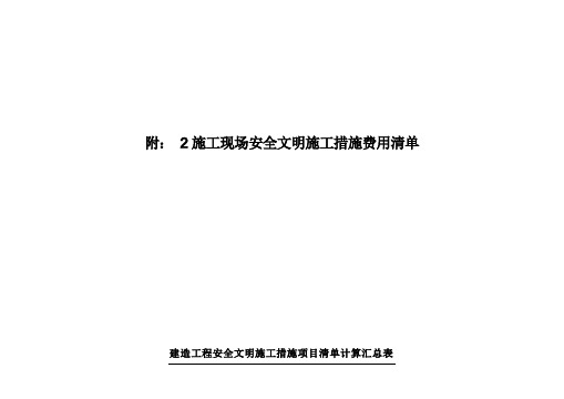 安全现场文明施工措施费用清单