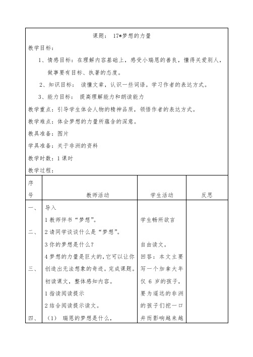 最新整理17梦想的力量教案.doc