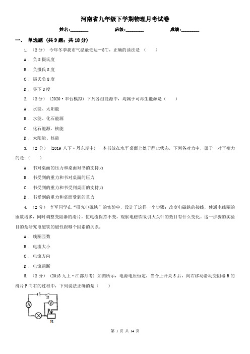 河南省九年级下学期物理月考试卷