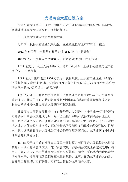 关于建设尤溪商会大厦的方案