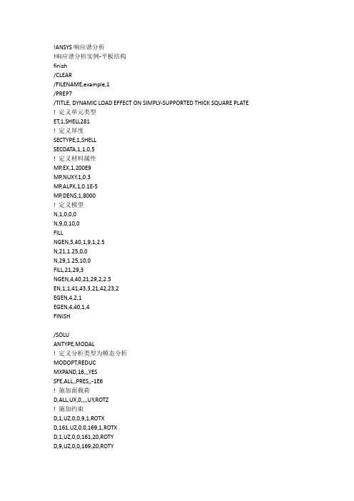 ANSYS响应谱分析实例-平板结构